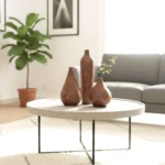 handcrafted wooden flower vase set.