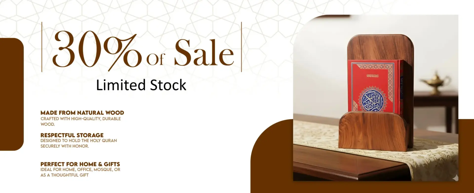Handcrafted wooden Quran stand with elegant design