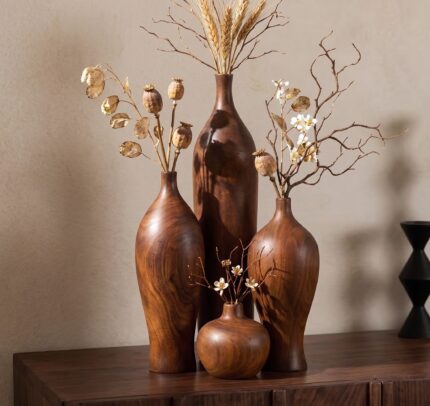 Wooden Decorative Vase Set