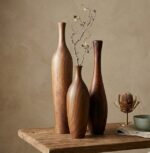Long Neck Wooden Vase Set
