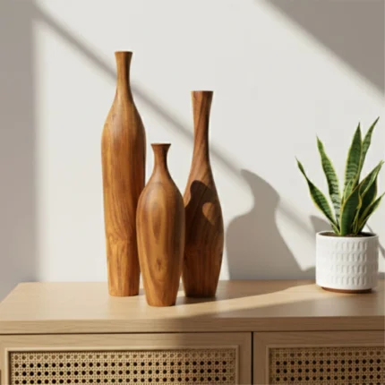 long neck wooden vase