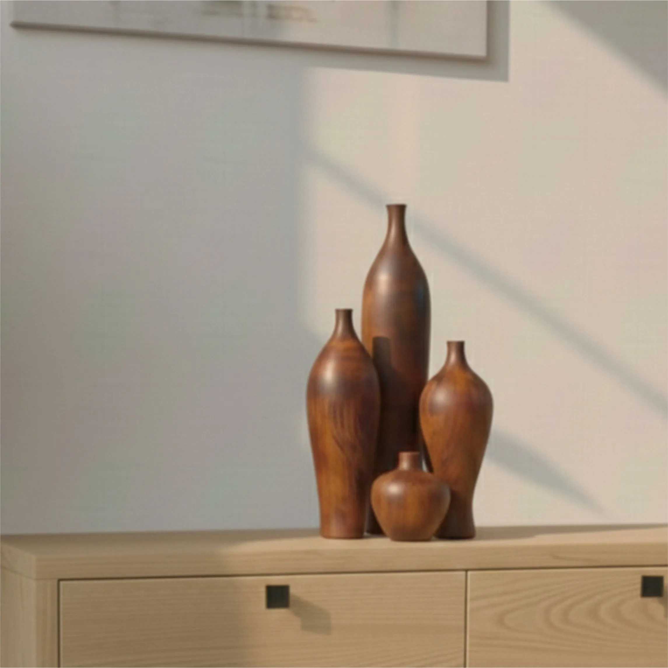 wooden decor items Wooden Decorative Vase Set - Image 1