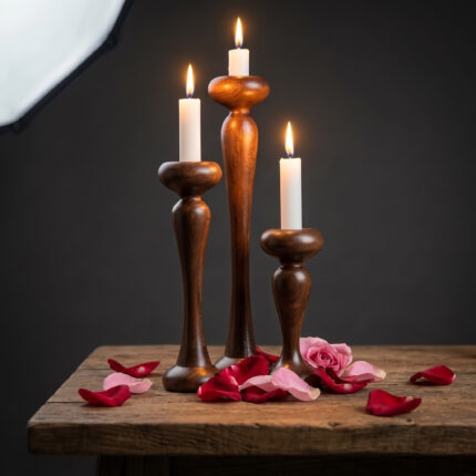 Wooden Candle Holder Set